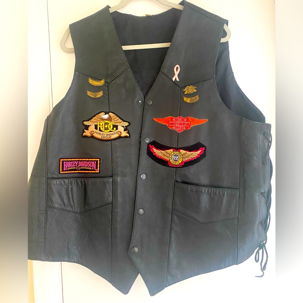 Men’s Black Motorcycle Leather Vest